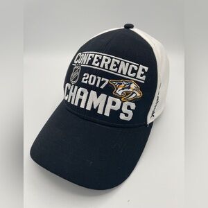 Reebok 2017 NHL Ball Cap Hat Conference Champs Nashville Predators Adj Strap